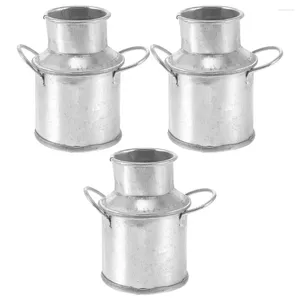 Vases 3 Pcs Small Vase Milk Jug Tin Bucket Child Vintage Home Decor Mini Planter Iron