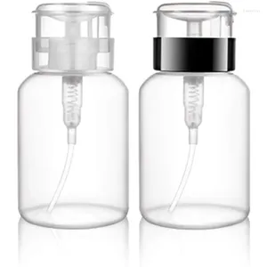 Storage Bottles 5.3oz Nail Polish Remover Bottle For Push Down Pump Alcohol Dispenser Empty Makeup Acetone Containers 2pcs