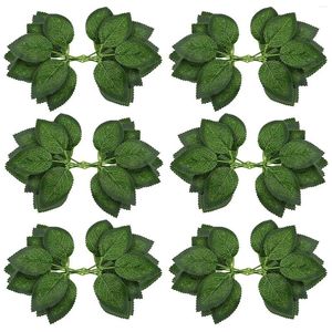 Decorative Flowers Artificial Leaves For Roses Decorations - 36 Silk Green Leaf With Realistic Vines Flexible Stems