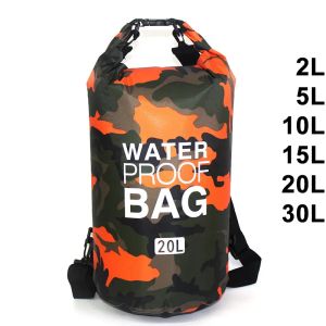 30l Saco de saco à prova d'água Saco seco Cores de camuflagem Pesca Passeio de passeio de caiaque Drifting Rafting Bag 2L 5L 10L 15L XAZ9