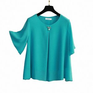 fetma kvinnor chiff blusar plus storlek 6xl 2022 ny sommar kort ärm lösa solida skjortor toppar blusa de talla grande m6la#