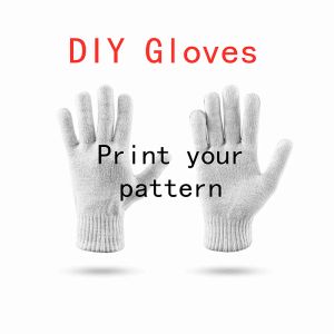 3D Printed Custom Knitted Gloves Logo Character Animal Personality Custom Warm Touch Screen Mittens Work Garden Gloves Men Women