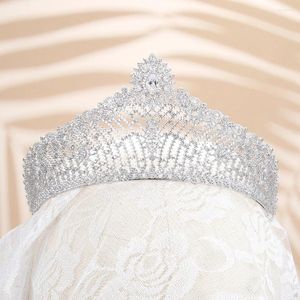 Hårklipp tirim estetisk krona blommor elegant full zirkon tiara brudar kungliga bröllop hårband kristall kvinnor engagemang party smycken