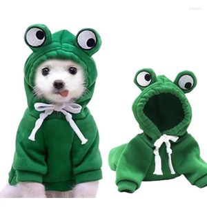 Dog Apparel Autumn Winter Hoodies Cute Frog Print For Small Dogs Soft Cozy Clothes Puppy Warm Fleece Costume Chihuahua Sweatshirts