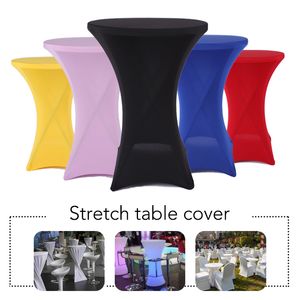 High Stretch Round Tablecloth Cocktail Spandex Table Cloth Bar Hotel Wedding Party White Table Cover 60/80cm Multi-color