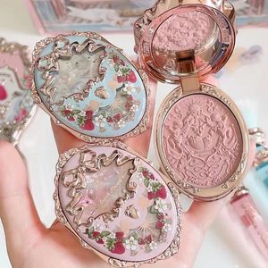 Flower Knows Strawberry Rococo Embossed Blush Palette Nude Natural Bronzer Delicate Matte Pigment Brighten Face Makeup 240327