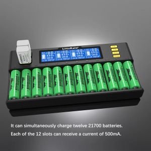 LiitoKala Lii-S12 21700 9V Battery Charger LCD Display 12 Trough For 1.2V 3.8V 3.2V 3.7V IMR NiMH/Cd 18650 26650 26700 AA AAA