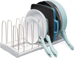 Armazenamento de cozinha YouCopia StoreMore Expansível Panelas Rack Ajustável Pan Organizador Para Armário Branco