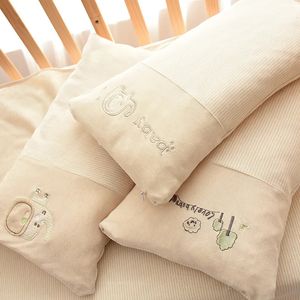 Almofadas de bebê algodão bordado sweatabsorbent respirável fronhas conjunto infantil cama meninas meninos quatro estações 240325