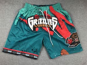 Pantaloncini da uomo''Memphis''Grizzlies''Authentic Pantaloncini da basket retrò in maglia ricamati casual atletici da palestra Pantaloncini blu 04