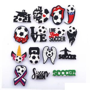 Sko delar tillbehör anpassade tecknad fotboll souvenir gummi charm bollspel dekoration droppleveransskor dh6mw