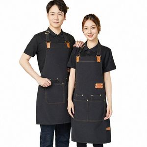 nuovo Fi Cucina Aprs per Donna Uomo Chef Lavoro Apr per Ristorante Bar Negozio Caffè Bellezza Nails Stus Uniforme Logo personalizzato L42z #