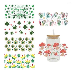 Adesivos de janela UVDTF Transferência adesivo tema flor para o 16oz Libbey Óculos Wraps Cup pode DIY impermeável fácil de usar decalques personalizados D8248