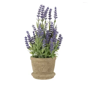 Dekorativa blommor Fake Artificial Potted Lavender Vases Home Decor Faux Lavenders in Pots Plants Office