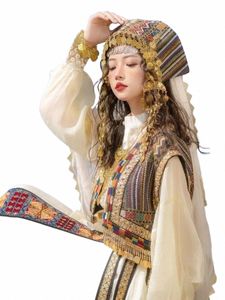 ancient Princ Clothing Female Gold Headdr Embroidery Dancing Dr Western Regis Ethnic Chinese Style Palace Costume s9Fx#