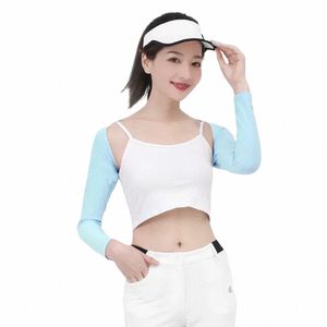 pgm Arm Sleeves Golf Cooling Shawl Summer Sun Protecti Women's Lg-Sleeved Ice Silk Bottoming Shirt Anti-UV Sleeve PJ001 q7VZ#