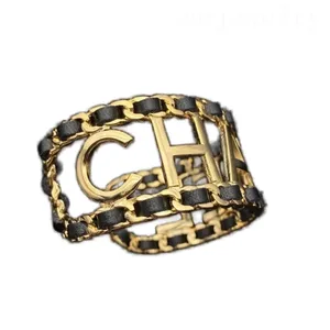 Vintage designer bransoletka mankiet męska biżuteria Urok Bransoletki Vintage platowane złotą modną bransoletkę prezent na rocznicę Minimalist ZH210 E4