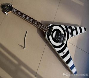 Bütün gitarlar yeni varış uçan v elektro gitar zakk maun wylde gövde en iyi kalite whiteblack ring 1201151271072