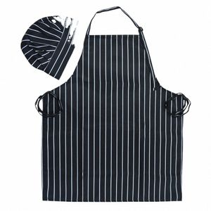 adult Apr Striped Household Chef Apr Cap Adjustable Coffee Outdoor Cam Picnic Kitchen Cook Apr With Chef Hat Set B9nX#