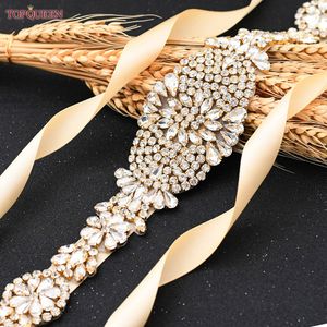 TOPQUEEN S123 Luxury Rhinestone Belt Silver/Gold/Rose Gold Women'S Dresses Caftan Sash Diamond Bridal Wedding Accessories