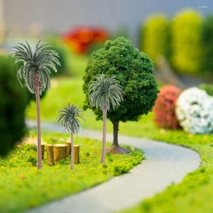 Decorative Flowers 20 Pcs Mini Palm Tree Artificial Model Scenery Miniature Trees Fake Green Landscape Train Plastic Decor Small Decoration