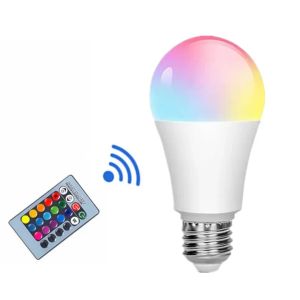 E27 RGB LED Ampul Işıkları AC 110-240V LED IR uzak Akıllı Kontrol Lambası 4W 10W 15W Değiştirilebilir RGBW Sihirli Ampul Ev Dekor