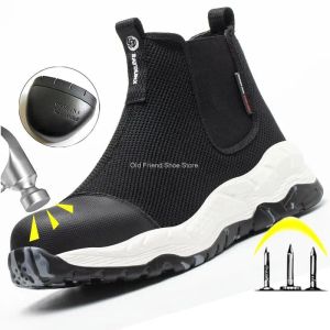 Boots Safety Shoes Men Steel Toe Work Boots for Man Safety Boots High Top Puncture Proof Working Sneakers Safeti Work Shoes Plus Size