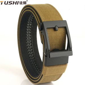 Tushi Army Style Combat Belt Quick Release Gun Hanging Tactical Fashion Black Mens Canvas Militär utomhusjakt 240326