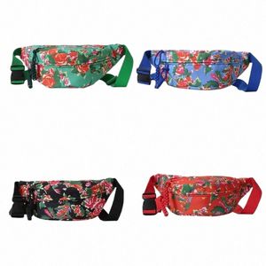 chinesischer Blumendruck Fanny Pack Vintage Umhängetasche für Frauen Trendige und vielseitige Brusttaschen J7k6 #