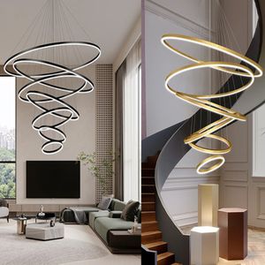 Nordisk stil modern pendent lampor hängande lampor aluminium ring led tak ljuskronor för vardagsrum inomhus heminredning