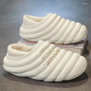 Slippers House Shoes Man Winter Indoor Casual Round Toe Waterproof Slip-on Comfortable Wear-Resistant Plus Velvet Keep Warm