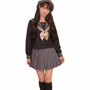 new Arrival Japanese JK Sets School Uniform Girls Sakura Embroideried Autumn High School Women Novelty Sailor Suits Uniforms XXL Y0rg#