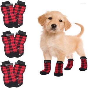 Hundebekleidung 4PCS Mode Haustier Socken Outdoor Anti-Rutsch-wasserdichte Schuhe Indoor rutschfeste Schuhe Protektoren