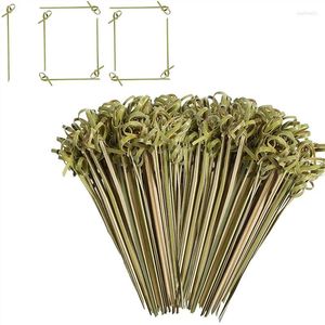 Conjuntos de louça 200 pcs bambu cocktail sticks decoração em massa 4,7 polegadas frutas kabob espetos picaretas