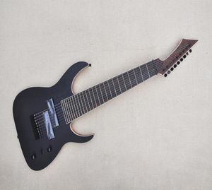 Chitarra elettrica nera opaca a 9 corde personalizzata di fabbrica con hardware nero Tastiera in palissandro Corpo in frassino Può essere personalizzato6236160