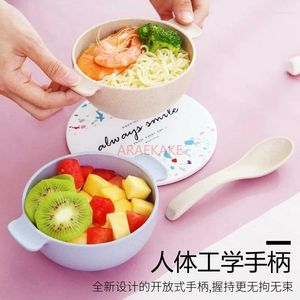 Spoons Children's Dining Bowl Anti Drop And Scald Plastic Heat-resistant Spoon Tableware Set