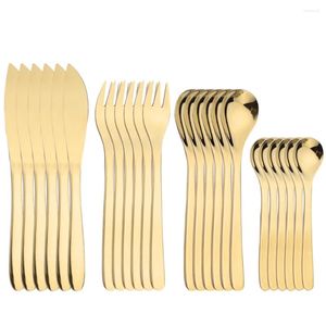 Dinnerware Sets 16/24 Gold Cutlery Set Knife Fork Flatware Spoon Stainless Steel Colorful Household Cookware