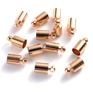 iYOE 50pcs/Lot Round Cord End Caps 2 3 4 5 6 7 8 9 10mm Crimp End Stopper Cap Connector For Jewelry Making Bracelet Necklace