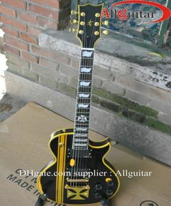 カスタムブラックギタージャムヘットフィールドアイアンクロスエージェッドエレクトリックギター1758836