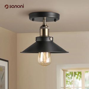 Retro Black Gold Ceiling Lamp Highquality American Country Ceiling Lights Loft Industrial Indoor Home Bedroom Ceiling Lighting