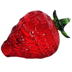 Party Decoration Birthday Valentines Glass Red Collectible Crystal Fruit Paperweight Gift Small Strawberry Figurine Tabletop Home Art