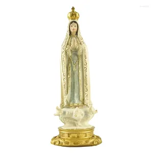 Dekorativa figurer Our Lady of Fatima Blessed Virgin Mother Mary Katolska religiösa gåvor 8 tum färgade hartsstaty Figurin