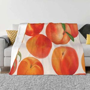 Blankets Peaches Nectarines Tropical Fruit Creative Design Light Thin Soft Flannel Blanket Kitchen Art Summer