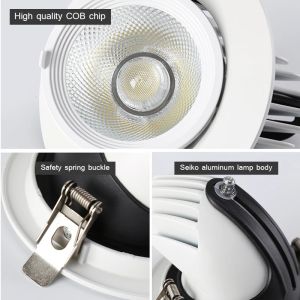 Eingebrauchtes LED -Downlight 7W COB FLOAL LED LED 12W 18W Deckenlampen 220 V 110 V LED -Spotbeleuchtung für Innenleuchterlampe in Innenräumen