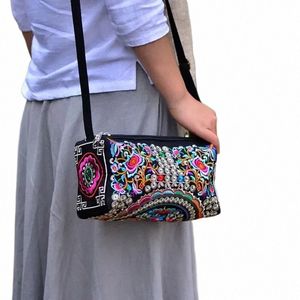 2024 Yeni Etnik Tarz Nakış Çantası Üç fermuarlı çift taraflı kadın omuz crossbody çanta çanta kadınlar için bolso mujer x8lp#