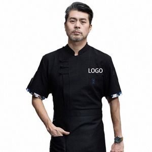 profial Head Chef Jacket Hotel Cooking Uniform Restaurant Kitchen Overalls Coffee Shop Bakery Work Clothe Summer Cook Shirt h2sv#