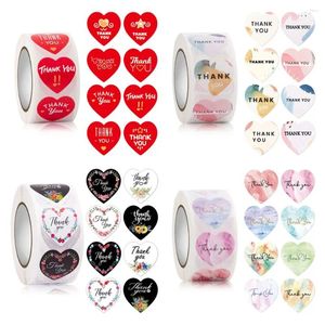 Gift Wrap Envelope Heart Shaped Stationery Valentine's Day Flowers Seal Stickers Label Sticker Thank You 500pcs/roll