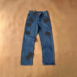 Mens- och kvinnors jeans pant 2023 mode märke ch tvättade läder raka byxor för män och kvinnor par