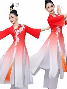 Dança clássica Dr feminino elegante estilo chinês vermelho Wanjiang trajes de dança étnica E1aB #