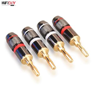 HIFIDIY LIVE 4st/SET 4mm Pure Copper Gold Plated Banana Plug -kontakt för ljudvideohögtalare Adapter Terminal Connectors Kit